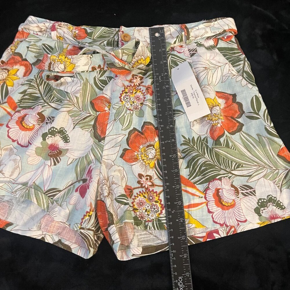 Eva Rose Tropical Floral Tie Waist Shorts NWT Large - Picture 5 of 8